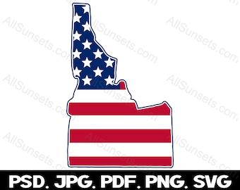 Idaho State Shape American Flag svg png jpg pdf psd File Types Patriotic Clipart USA Commercial Use Print On Demand Graphic