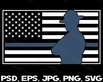 警察警官の細い青い線アメリカ国旗ベクターグラフィッククリップアート png psd jpg eps svg ファイルタイプ