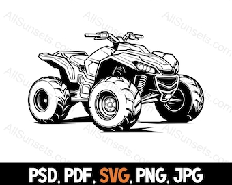 4 Wheeler ATV Racing Silhouette svg png jpg psd pdf File Types Quad Racer Team Off Road Vehicle Commercial Use Print on Demand