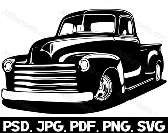 Old Pickup Truck svg png psd jpg pdf File Types Classic 1940s Farm Vehicle Vintage 40's Delivery Antique Clipart