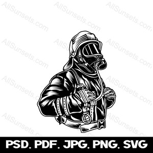 Feuerwehrmann Silhouette svg png psd jpg pdf Datei Typen Feuerwehrmann Vektor Grafik Clipart Print On Demand Kommerzielle Nutzung