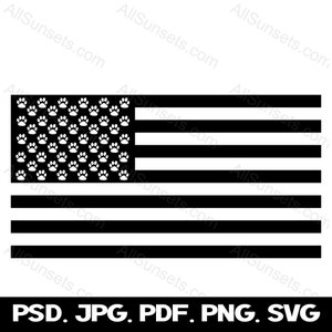 Drapeau américain Dog Paws Union svg png psd pdf jpg File Types Patriotic USA Commercial Use Transparent Graphics Clipart