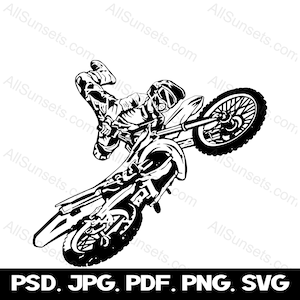Dirt Bike Motorcycle Jumper svg png psd jpg pdf Types de fichiers Vector Graphics Clipart Big Air Motor Bike Racing Utilisation commerciale Impression à la demande