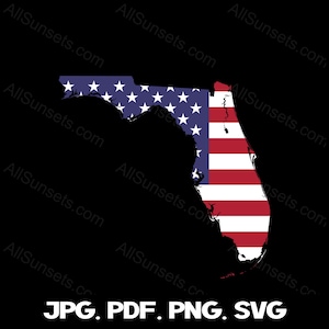 Florida Form Amerikanische Flagge PNG SVG Vaterländisch Clipart USA Zustand Formen Kommerzielle Nutzung Print On Demand Grafik