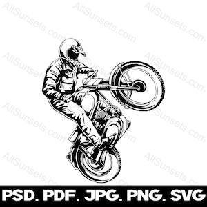 Dirt Bike Motorcycle Racer svg png jpg pdf psd Tipi di file Vector Silhouette Uso commerciale Stampa su richiesta Clipart grafica