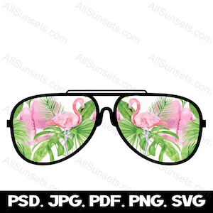 Pink Flamingo Orchid Sunglasses SVG PNG PDF Jpg Psd Clipart Commercial License Graphic for Print on Demand Clipart
