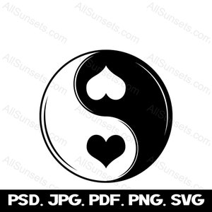 Yin Yang Hearts svg png jpg eps pdf psd Tipi di file Amore San Valentino Relazioni Design Uso commerciale Grafica trasparente Clipart