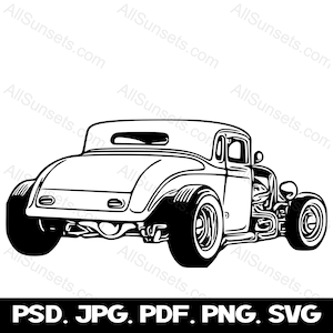 1930 Hotrod Straße Auto SVG Vintage Fahrzeug Chopped Top Antik Vektor Clipart png psd jpg pdf Dateitypen Kommerzielle Nutzung Print On Demand
