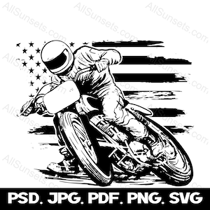 Moto Racing Grunge drapeau américain svg png psd jpg pdf Types de fichiers moto tout-terrain graphiques vectoriels Clipart usage commercial impression à la demande