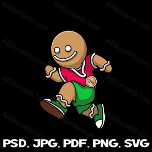 Gingerbread Man Running svg png pdf psd jpg Bestandstypen Kerst Joggen Hardlopen Wandelen 5k 10k Halve Marathon Medaille Commercieel gebruik Clipart