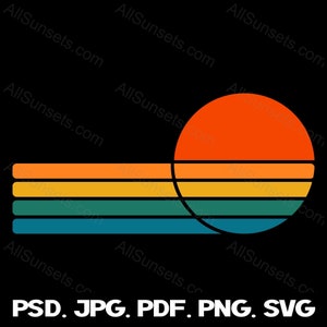 Kreis Horizontale Streifen Retro Sonnenuntergang SVG Grafiken Clipart png psd jpg pdf Dateityp Kommerzielle Print on Demand Verwendung