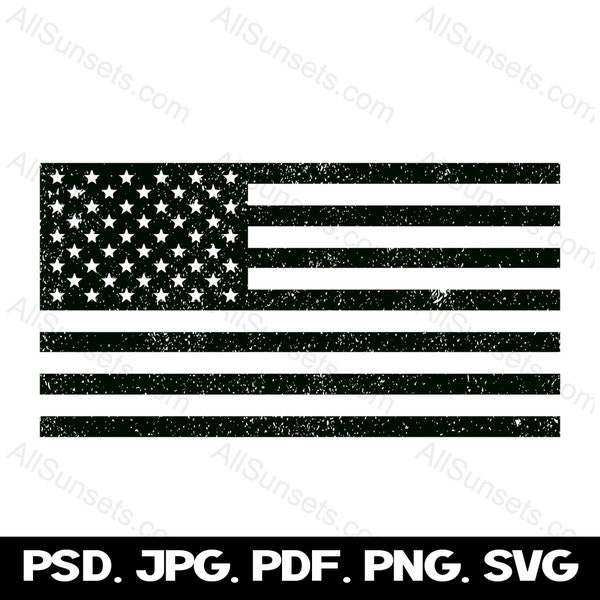 American Flag PNG SVG Cut Files Clipart Distressed Grunge Vintage USA Patriotic United States Commercial Use Graphics