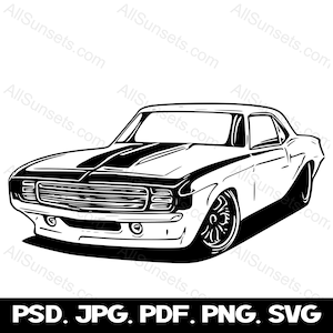 Carro muscular clássico dos anos 60 SVG Veículo vintage dos anos 60 Antigo vetor Pônei gráficos de carro Clipart png psd jpg pdf Tipos de arquivo