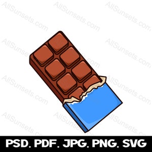 Schokolade Schokoriegel Wrapper svg png jpg psd pdf Dateitypen Milchschokolade Liebhaber Kommerzielle Nutzung Süße Leckerei Print On Demand Grafik Clipart