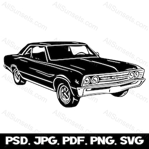 1960er Jahre Oldtimer SVG Muscle Car 60er Oldtimer Automobil Clipart png psd jpg pdf Dateien kommerzieller Print On Demand