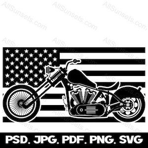 Motocicletta Bandiera americana svg png jpg pdf psd Tipi di file Clipart Motociclista patriottico Moto Club USA Uso commerciale Stampa su richiesta