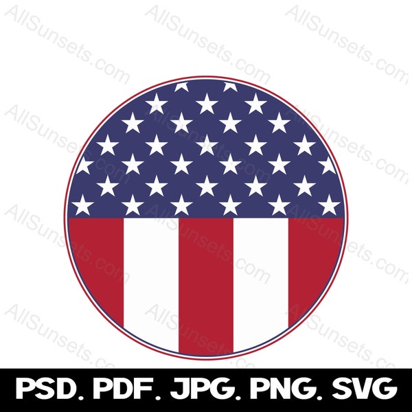 American Flag Circle svg png jpg pdf psd File Types Patriotic USA United States Round Commercial Use Transparent Graphics Clipart