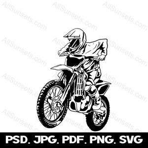 Dirt Bike Motorcycle Racer svg png psd jpg pdf Types de fichiers Vector Graphics Clipart Motor Bike Racing Utilisation commerciale Impression à la demande