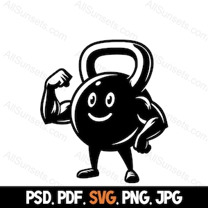 Kettlebell Muscle Character Silhouette svg png pdf psd jpg Files Exercise Fitness for Home Commercial Use or Print on Demand