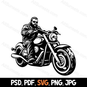 Motorcycle Rider Biker Silhouette svg png psd jpg pdf Types de fichiers Motor Bike Vector Utilisation commerciale pour l’impression à la demande