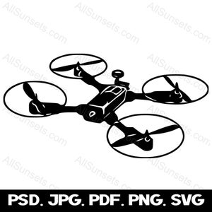 Drohne Quadcopter SVG Silhouette Multirotors Flyer Vektor Grafik Clipart png psd jpg pdf Dateityp Print On Demand Kommerzielle Nutzung