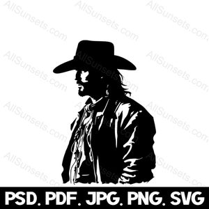 Cowboy Wrangler Portrait Silhouette svg png svg psd Dateitypen Western Rodeo Wilder Westen Vektor Clipart