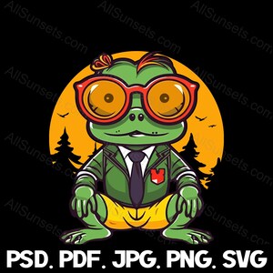 Frosch mit Sonnenbrille svg png jpg pdf psd Dateitypen Voller Gelber Mond Wald Kommerzielle Nutzung Grafiken Clipart