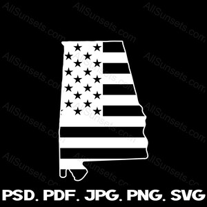 Alabama Shape American Flag svg png jpg pdf psd Types de fichiers Patriotic Clipart USA Utilisation commerciale Imprimer à la demande Graphique