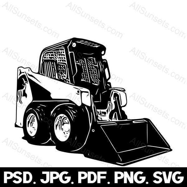 Skid Steer svg png jpg psd pdf File Types Track Front Loader Construction Equipment Skidsteer Bulldozer Vector Graphics Clipart