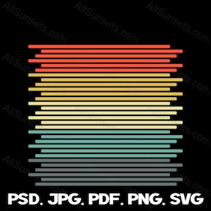 Retro Sonnenuntergang horizontale Bars svg png jpg psd pdf Dateitypen Grafik Clipart Kommerzielle Nutzung oder Print on Demand