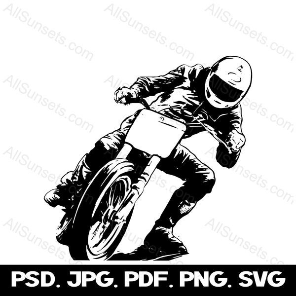 Motorcycle Rider svg png psd jpg pdf File Types Racing Dirt Bikes Vector Graphics Clipart Commercial Use Print on Demand