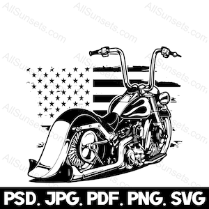 Motocicletta bandiera americana svg png psd jpg pdf Tipi di file Motociclista di strada papà mamma Vector Grunge USA Vintage Patriotic Clipart
