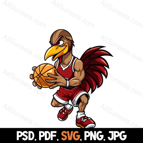 Turkey Basketball Player Thanksgiving Clipart svg png pdf psd jpg File Types Sports for Commercial Use Print on Demand