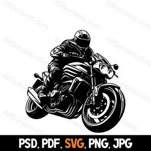 Sport moto cycliste Silhouette svg png psd jpg pdf Types de fichiers moto vecteur utilisation commerciale pour impression à la demande