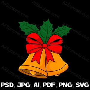 Weihnachtsglocken Ornamente svg png ai jpg pdf psd File Types Holly Berry Leaves Clipart Kommerzielle Nutzung Print on Demand Grafik