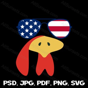Turkey Face Sunglasses svg png pdf psd jpg File Types American Flag Funny Thanksgiving Costume Cricut Patriotic Commercial Use Clipart