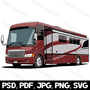 Classe A Motorcoach svg png psd jpg pdf Tipos de arquivo Motorhome Camper Bus Vehicle Vector Commercial Use Clipart