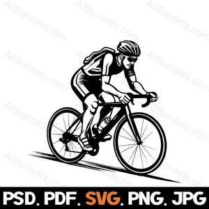 Radfahren Bike Racing svg png jpg pdf psd Dateitypen Radfahrer Rasse Reiter Silhouette Kommerzielle Verwendung Print On Demand Clipart