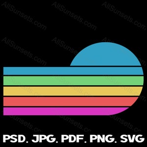 Spring Stripes Circle Retro Sunset svg png jpg pdf psd Bestandstypen Clipart Print on Demand Commercial Use Graphics