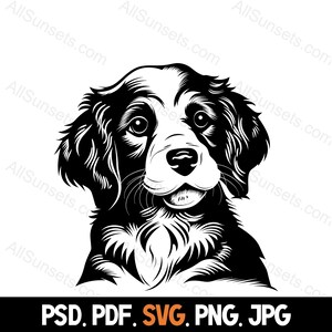 English Cocker Spaniel Puppy Dog Silhouette svg png jpg pdf psd File Types Commercial Use Print on Demand