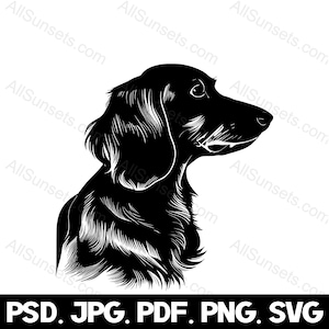 Silueta de cachorro Dachshund svg png jpg pdf psd Tipos de archivo Cachorro negro Dueños de mascotas Clipart Raza de perro Uso comercial Vector
