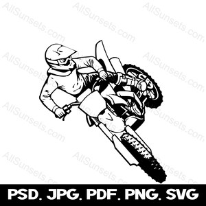 Dirt Bike Moto svg png psd jpg pdf Types de fichiers Vector Stunt Jumping Graphics Motor Bike Clipart Racing Utilisation commerciale Imprimer à la demande