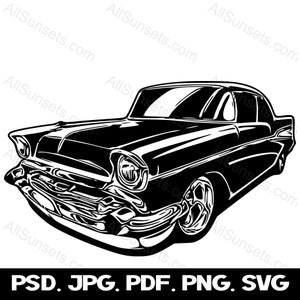 1950er Jahre Oldtimer SVG Vintage 50er Jahre Fahrzeug Antik Automobil Clipart png psd jpg pdf Dateien Kommerzielle Print On Demand Verwendung