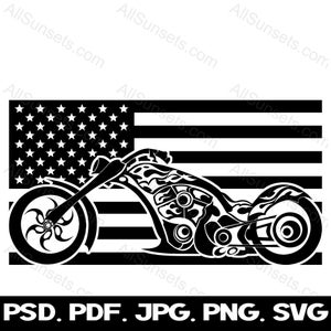 Moto American Flag svg png jpg pdf psd Tipi di file Clipart Patriotic Biker Motorbike Club USA Uso commerciale Stampa su richiesta