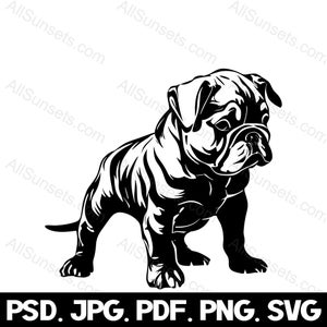 Bulldog Puppy Silhouette svg png jpg pdf psd File Types Black Dog Breed Pet Owners Vector Pup Commercial Use Clipart