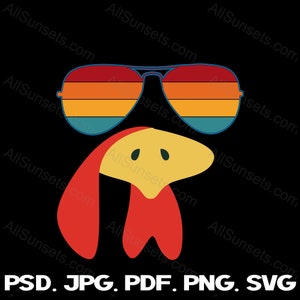 Turkey Face Aviator Sunglasses svg png pdf psd jpg File Types Funny Thanksgiving Costume Retro Cool Cricut Commercial Use Clipart