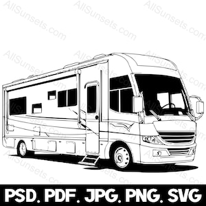 Motorhome Silhouette Svg Png Psd Jpg Pdf File Types Class A Camper ...