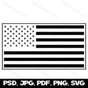 Bandera estadounidense SVG Color único con gráficos vectoriales de borde Bandera de EE. UU. Imágenes prediseñadas patrióticas png eps svg jpg psd Tipos de archivo Uso comercial
