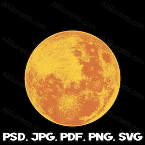 Vollmond svg png jpg pdf psd Dateitypen Gelb Voll Herbst Mond Kreis Kommerzielle Verwendung Print on Demand Clipart