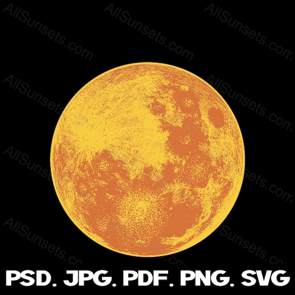 Full Moon svg png jpg pdf psd File Types Yellow Full Autumn Lunar Circle Commercial Use Print on Demand Clipart